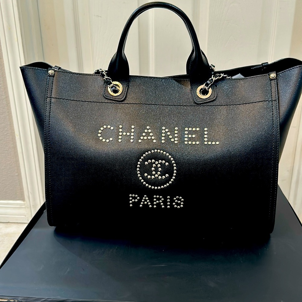 Chanel Black Leather Deauville